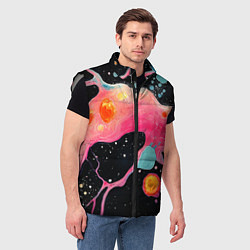 Мужской жилет Розовая текстура в черном, цвет: 3D-светло-серый — фото 2