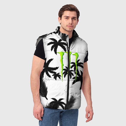 Мужской жилет Monster energy пальмы / 3D-Светло-серый – фото 3