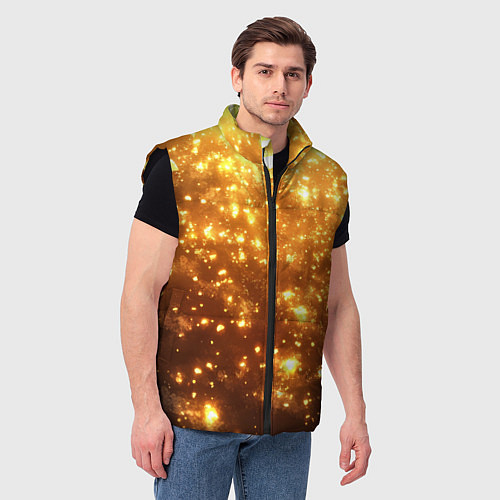 Мужской жилет Золотые блестки потертая текстура / 3D-Черный – фото 3