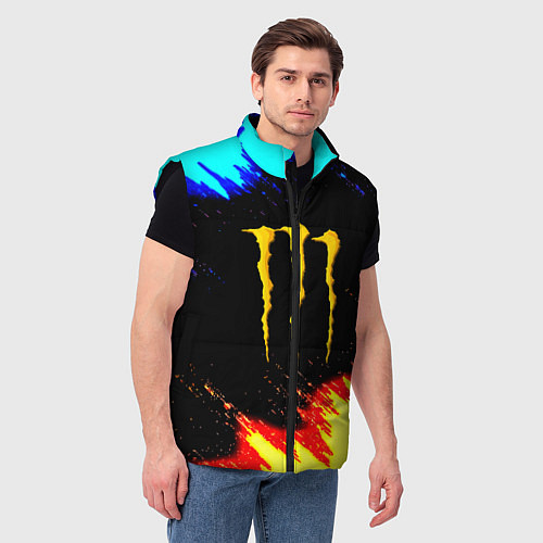 Мужской жилет Monster energy огненные краски / 3D-Черный – фото 3