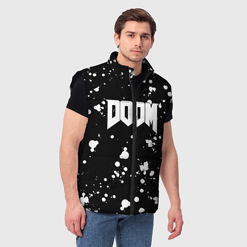 Мужской жилет Doom белые краски всплеск / 3D-Черный – фото 3