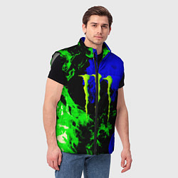 Мужской жилет Monster energy кислотный огонь, цвет: 3D-светло-серый — фото 2