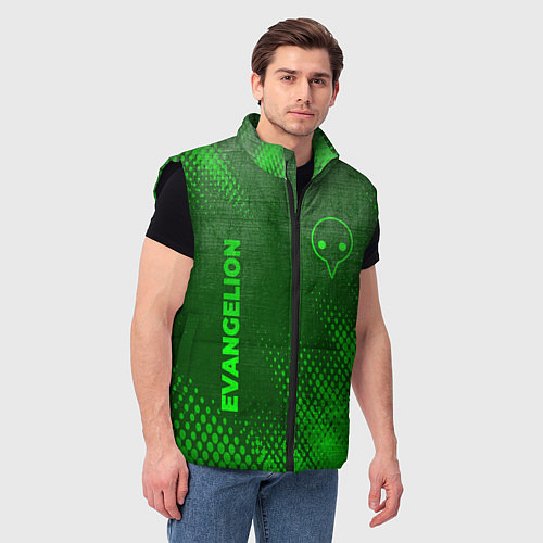 Мужской жилет Evangelion - green gradient вертикально / 3D-Черный – фото 3