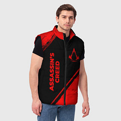 Мужской жилет Assassins Creed - red gradient вертикально, цвет: 3D-черный — фото 2