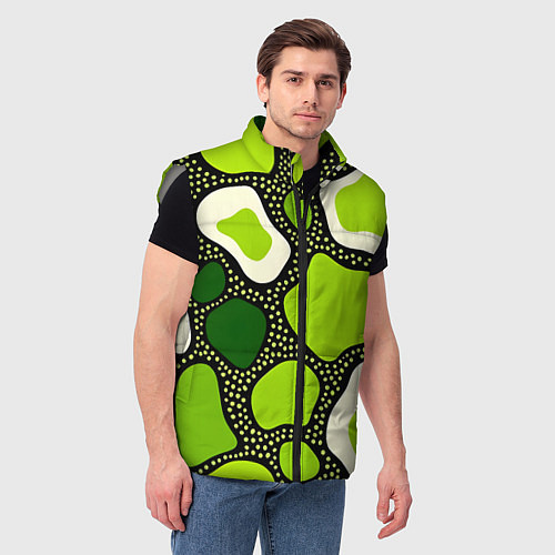 Мужской жилет Зеленая абстракция с кругами / 3D-Светло-серый – фото 3