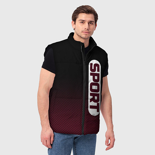 Мужской жилет Sport чёрно-розовый текстурный градиент / 3D-Черный – фото 3