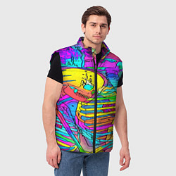 Мужской жилет Черепа неоновые краски, цвет: 3D-черный — фото 2