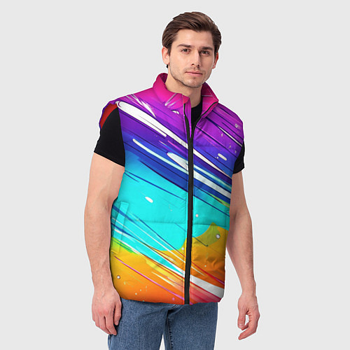 Мужской жилет Радужные брызги краски текстура / 3D-Красный – фото 3