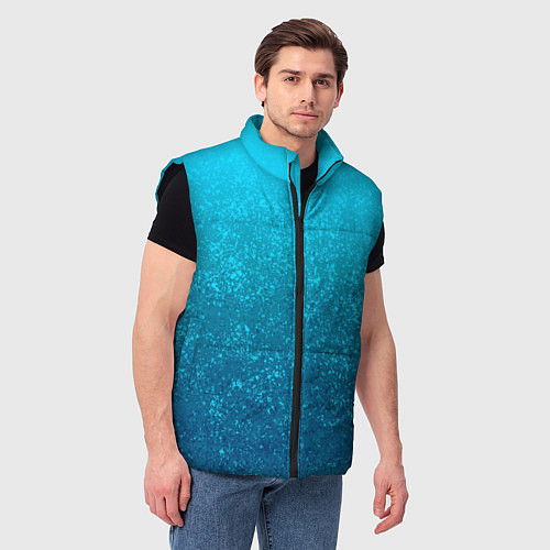 Мужской жилет Лазурный голубой текстурный градиент / 3D-Черный – фото 3