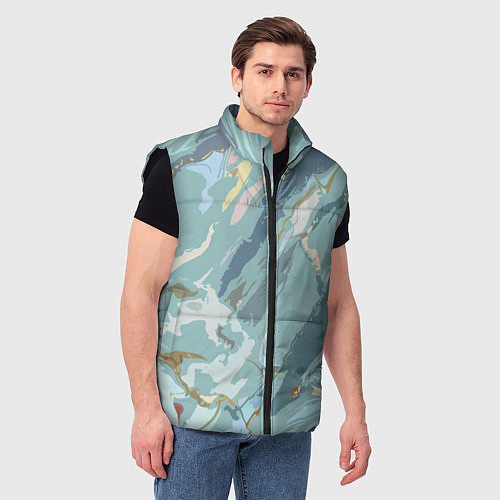 Мужской жилет Холодный голубой абстракция / 3D-Черный – фото 3