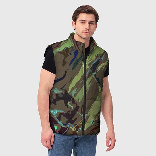 Мужской жилет Абстракция тон хаки / 3D-Черный – фото 3