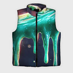 Мужской жилет Текстура стекающая зеленая клякса, цвет: 3D-черный