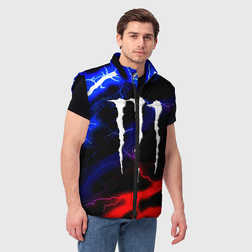 Мужской жилет Monster energy молнии неон / 3D-Черный – фото 3