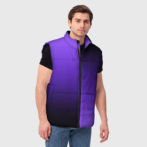 Мужской жилет Чёрно-сиреневый градиент пополам / 3D-Черный – фото 3