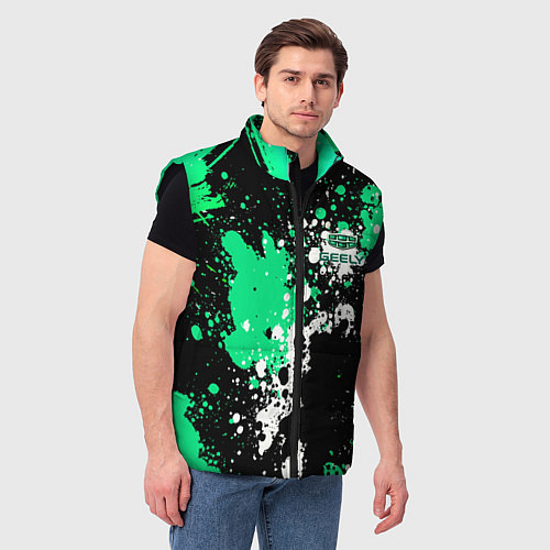 Мужской жилет Geely на фоне брызг граффити / 3D-Черный – фото 3