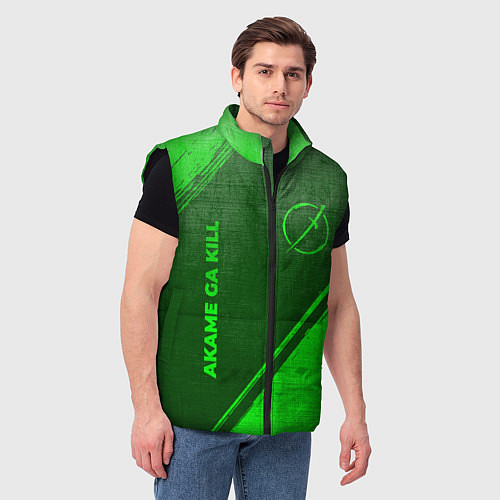 Мужской жилет Akame ga Kill - green gradient вертикально / 3D-Черный – фото 3