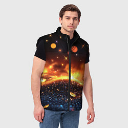 Мужской жилет Оранжевое боке на черном, цвет: 3D-черный — фото 2