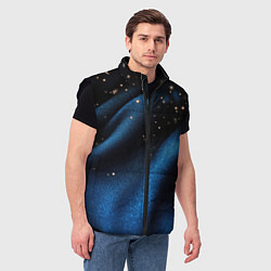 Мужской жилет Синяя волнистая текстура на черном, цвет: 3D-черный — фото 2