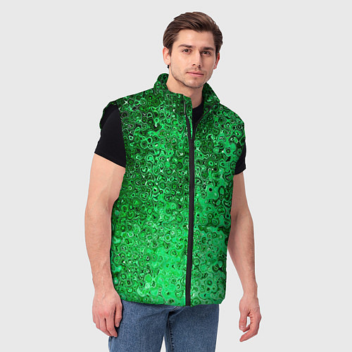 Мужской жилет Зелёный малахит абстрактная текстура / 3D-Черный – фото 3