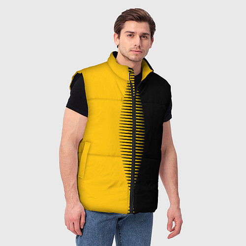 Мужской жилет Чёрно-жёлтый пополам с переходом / 3D-Черный – фото 3