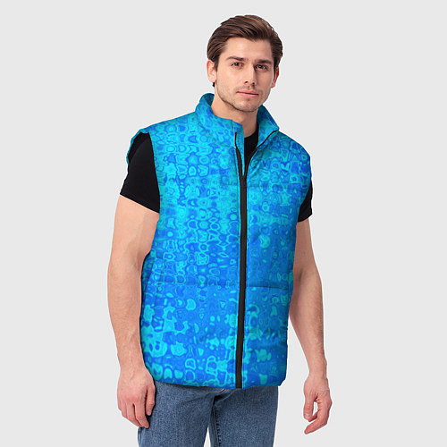 Мужской жилет Голубой неоновый абстрактная текстура / 3D-Черный – фото 3