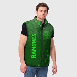 Мужской жилет Ramones - green gradient вертикально, цвет: 3D-черный — фото 2