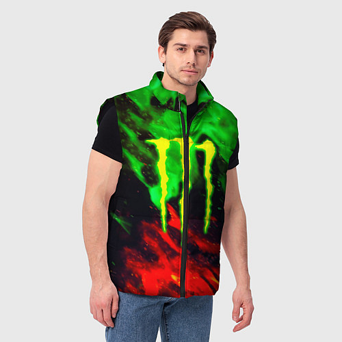 Мужской жилет Monster energy огонь лого / 3D-Черный – фото 3