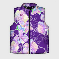 Мужской жилет Японские акварельные орхидеи, цвет: 3D-черный