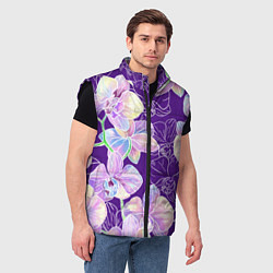 Мужской жилет Японские акварельные орхидеи, цвет: 3D-черный — фото 2