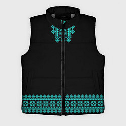 Мужской жилет Славянские узоры и орнамент голубой - вышиванка ру, цвет: 3D-светло-серый