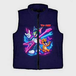 Мужской жилет Том и Джерри рок музыканты - неоновое свечение, цвет: 3D-черный