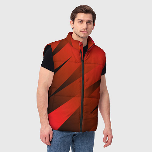 Мужской жилет Красно-коричневый абстрактные полосы / 3D-Черный – фото 3