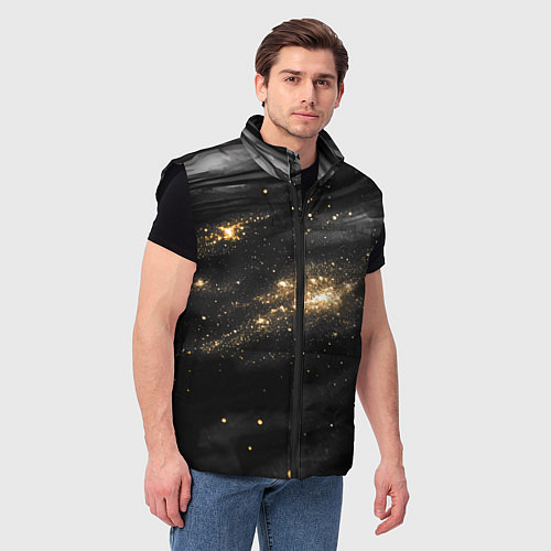 Мужской жилет Черная текстура с золотинками / 3D-Черный – фото 3