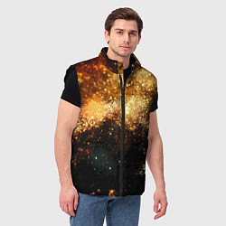 Мужской жилет Текстура золотые блестки на черном, цвет: 3D-черный — фото 2