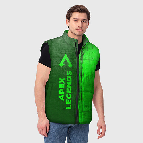 Мужской жилет Apex Legends - green gradient по-вертикали / 3D-Черный – фото 3