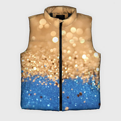 Мужской жилет Золотистые блестки и синий низ, цвет: 3D-черный