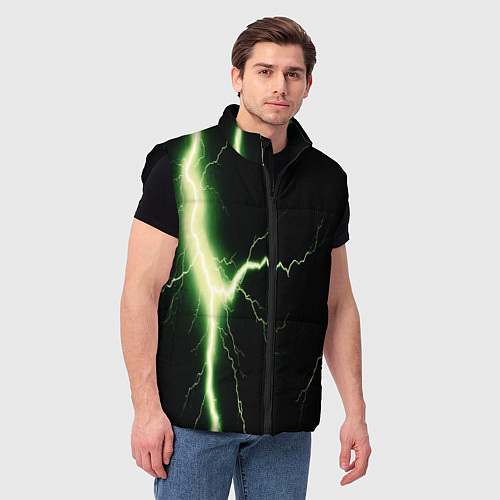 Мужской жилет Lightning yellow текстура / 3D-Черный – фото 3