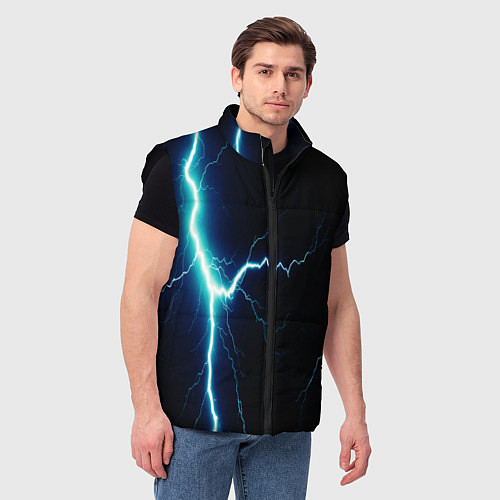 Мужской жилет Lightning light blue / 3D-Черный – фото 3