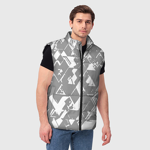 Мужской жилет Светлый серый геометричный паттерн / 3D-Черный – фото 3