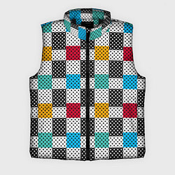 Мужской жилет Узор в горошек пэчворк разноцветный, цвет: 3D-черный