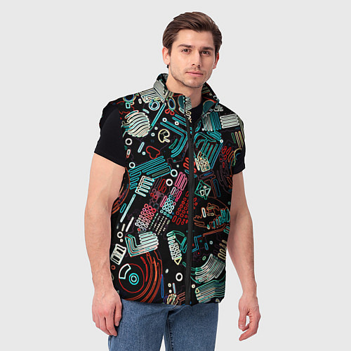 Мужской жилет Чёрный с абстрактными полосами / 3D-Черный – фото 3