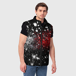 Мужской жилет Бело-красные блестяшки на черном, цвет: 3D-черный — фото 2