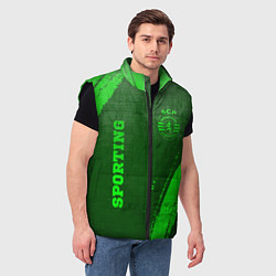 Мужской жилет Sporting - green gradient вертикально, цвет: 3D-черный — фото 2