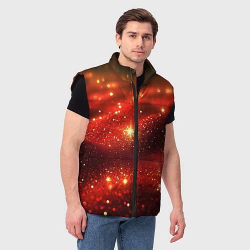 Мужской жилет Красная зернистая текстура / 3D-Черный – фото 3