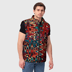 Мужской жилет Искажённые волнистые полосы красно-синий, цвет: 3D-черный — фото 2