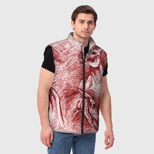 Мужской жилет Черепа лошадей - эскиз / 3D-Черный – фото 3