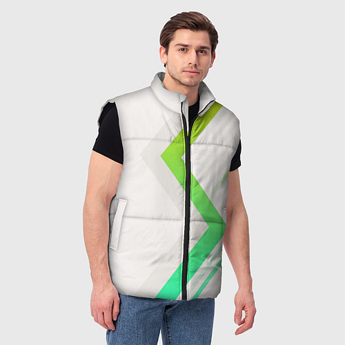 Мужской жилет Color white line green / 3D-Черный – фото 3