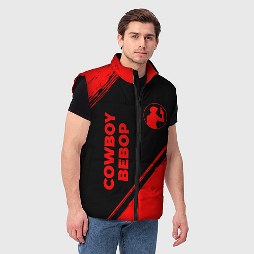 Мужской жилет Cowboy Bebop - red gradient вертикально / 3D-Черный – фото 3