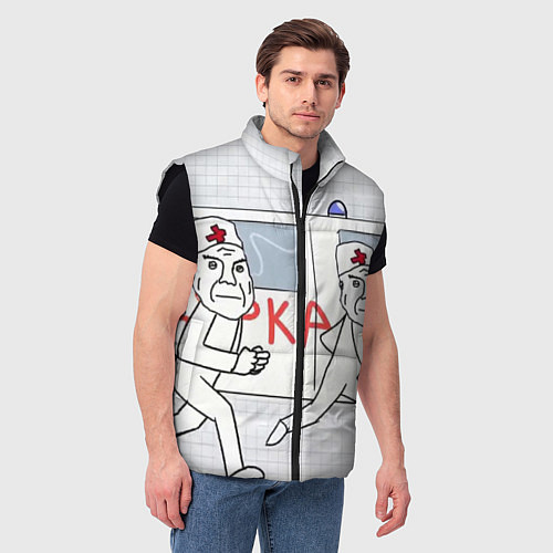 Мужской жилет Дурка мем скорая / 3D-Черный – фото 3