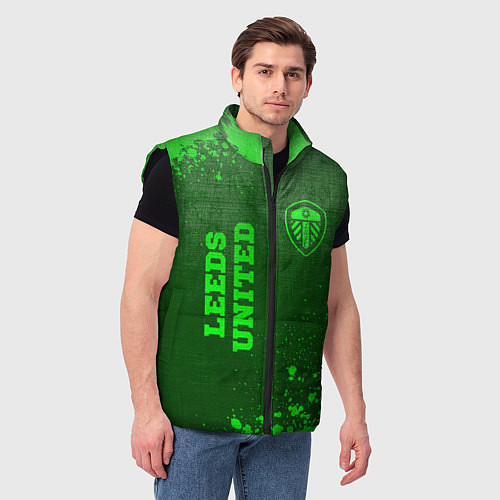Мужской жилет Leeds United - green gradient вертикально / 3D-Черный – фото 3